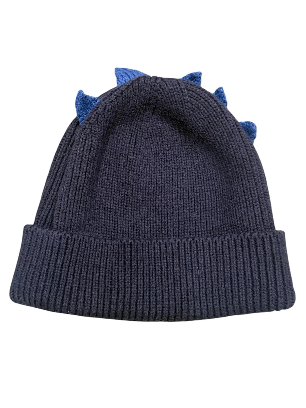 GAP Toddler Boy Navy Beanie with Blue Dino Spikes Cute Winter Cozy Warm Hat S/M